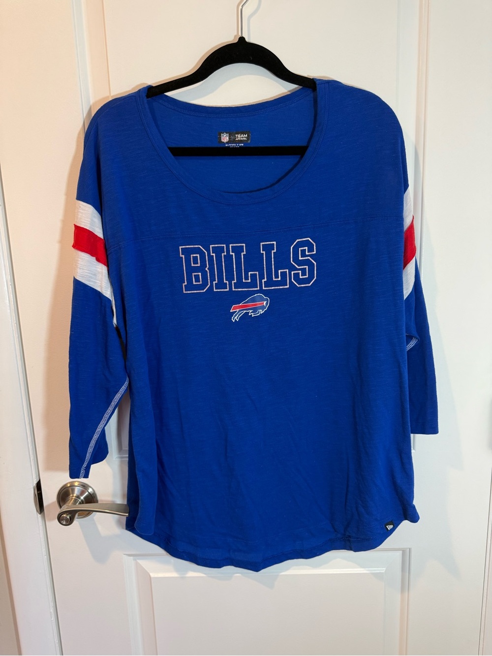Team Apparel Blue Buffalo Bills Long Sleeve Tee with Red & White Stripes